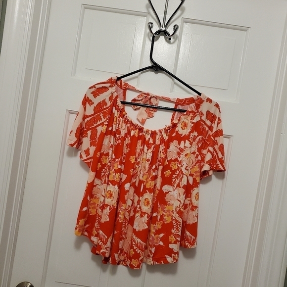 NWT Free People Strawberry Combo Baja Babe Cold Shoulder Top Size XS Ret. $78 - Picture 10 of 13